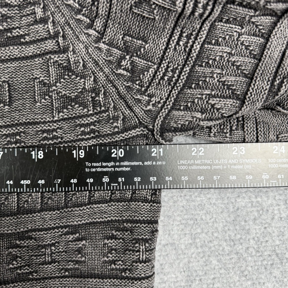 CARBON 2 COBALT Hoodie Mens Aztec Size Large Pullover Henley Sweater Cotton Grey - Picture 6 of 7